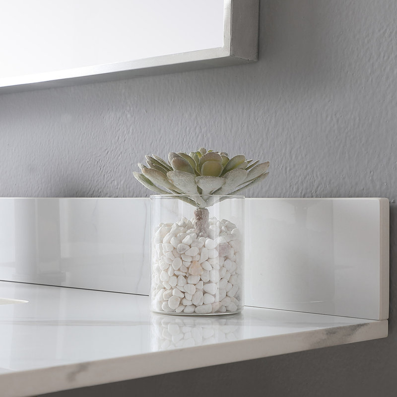 Plateau de meuble-lavabo simple 43 po blanc avec lavabo