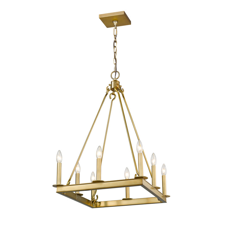 Hoglund 8 - Light Dimmable Geometric Chandelier, Olde Brass, 31" H x 20" W x 20" D