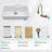 Drop In Waterfall Kitchen Sink - 33X22" White Composite Granite Quartz Single Bowl Workstation Kitchen Sink With Pull-Out Faucet-118372327