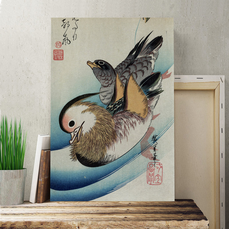 Oshidori Japanese Oriental Ducks - Wrapped Canvas, 50cm H x 35cm W