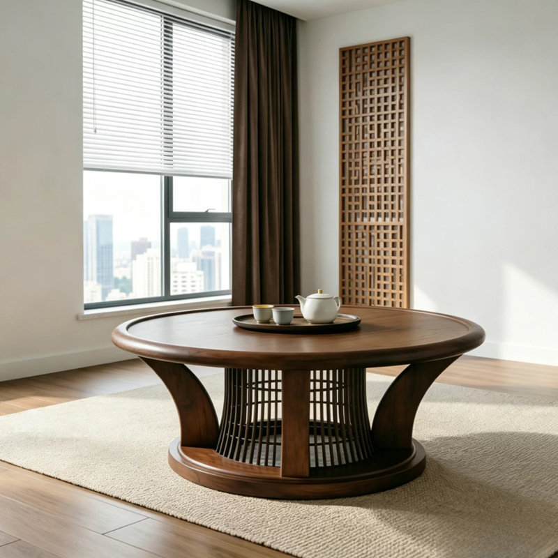 Nouvelle table basse en bois de style chinois, 19.6" H x 43.3" W x 43.3" D