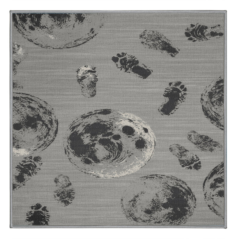Machine Washable Space Grey Area Rug, Carré 8 pi