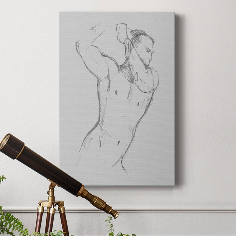 Croquis de torse mâle I - reproduction sur toile tendue, H 36 po x l 24 po x P 1 po