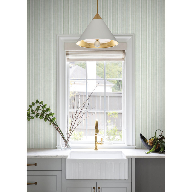 Ayanna Light Green Striped Wallpaper, Green