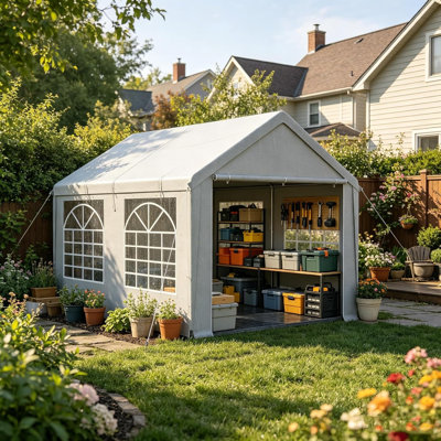 Garden Gazebo Marquee with Sides, Heavy Duty Galvanised Steel, Waterproof and UV-Resistant, Quick Assembly, 4 Removable Sidewalls with Windows, Party Tent for Wedding, Festival