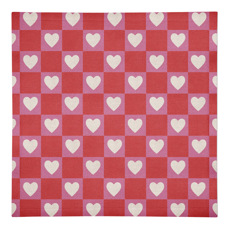 Serviette à motif cœur damier