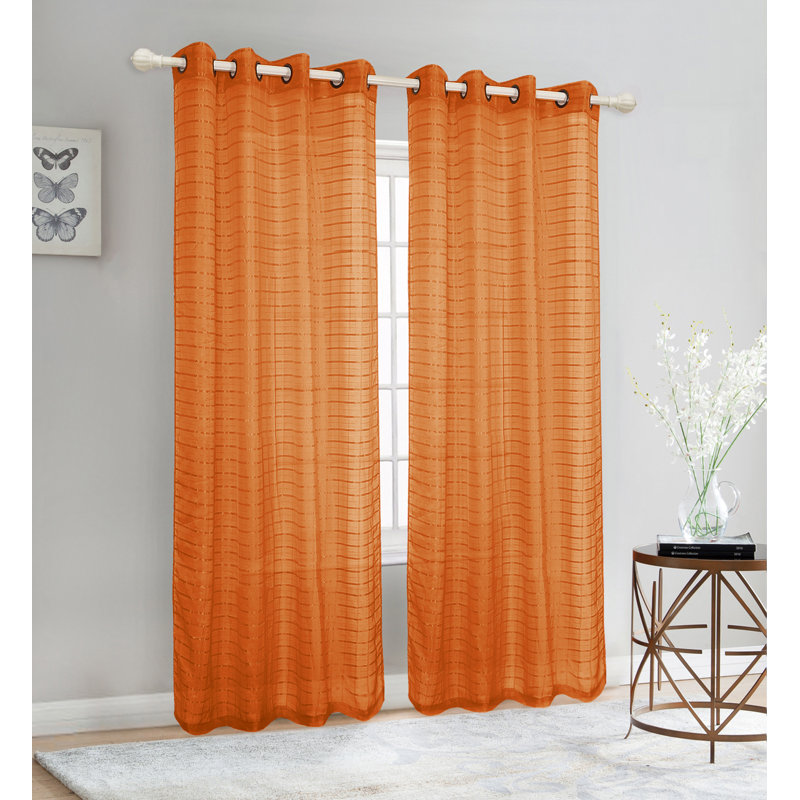 Sheer Curtain Pair, Orange