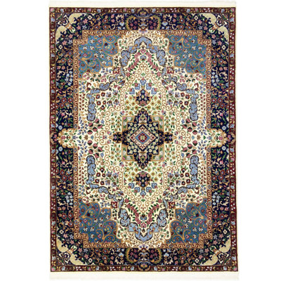Tapis de couloir oriental bleu en laine noué à la main 2 pi 8 po x 9 pi 6 po