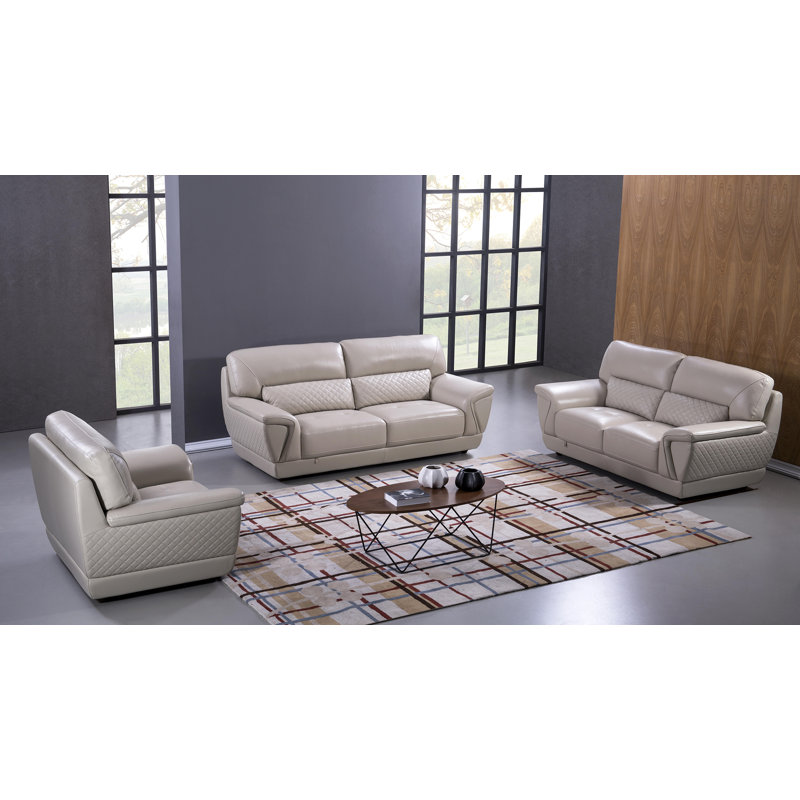 Alidade 85'' Upholstered Loveseat, Light Gray Leather Match
