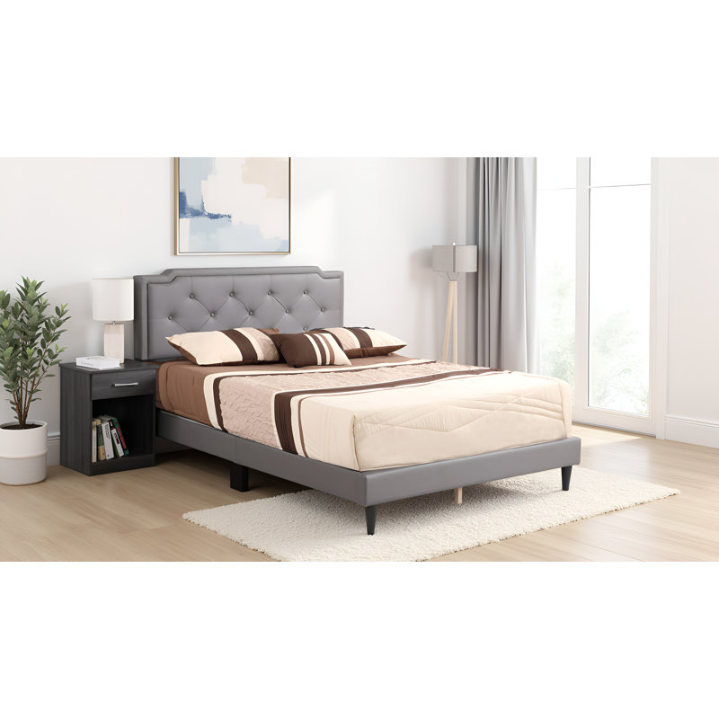 Lit double gris clair Getafe, Gris clair, Double