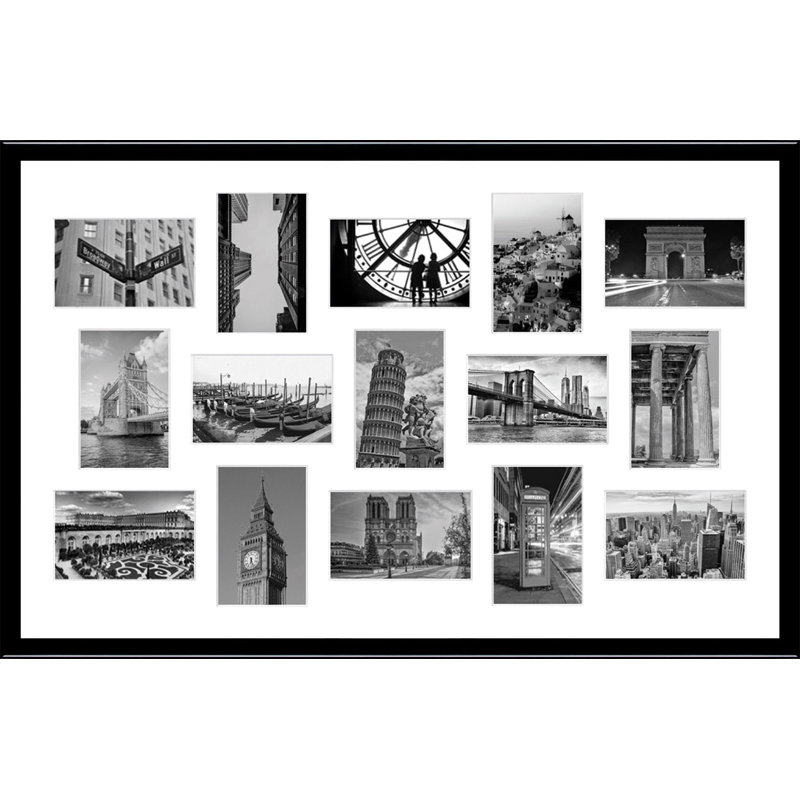 Lakesa Wood Picture Frame with Mat, Glossy Black