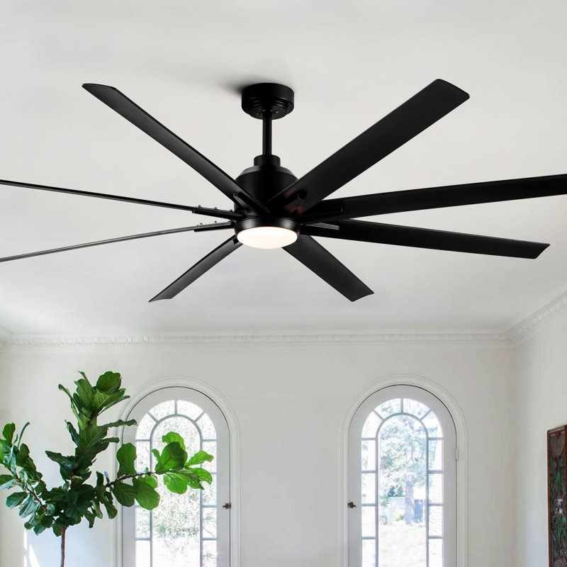 72'' Indoor Smart Black Ceiling Fan With LED Light And App Remote Control