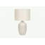 Lighting, H 25 po, lampe de table, céramique crème, abat-jour ivoire / crème, transitionnel