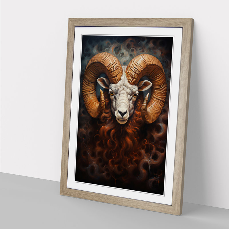 Aries Zodiac Realism - Framed Print, Oak Framed, 34cm H x 25cm W x 2cm D