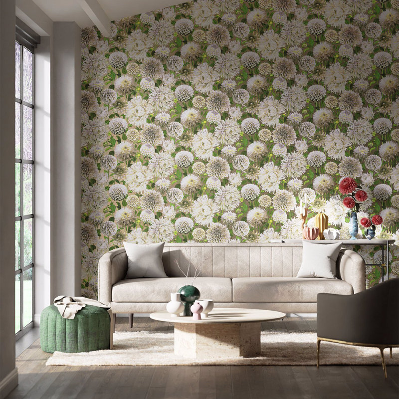 Dahlia 10.05m x 68.6cm Wallpaper Roll, Sail Cloth/Meadow/Gilver