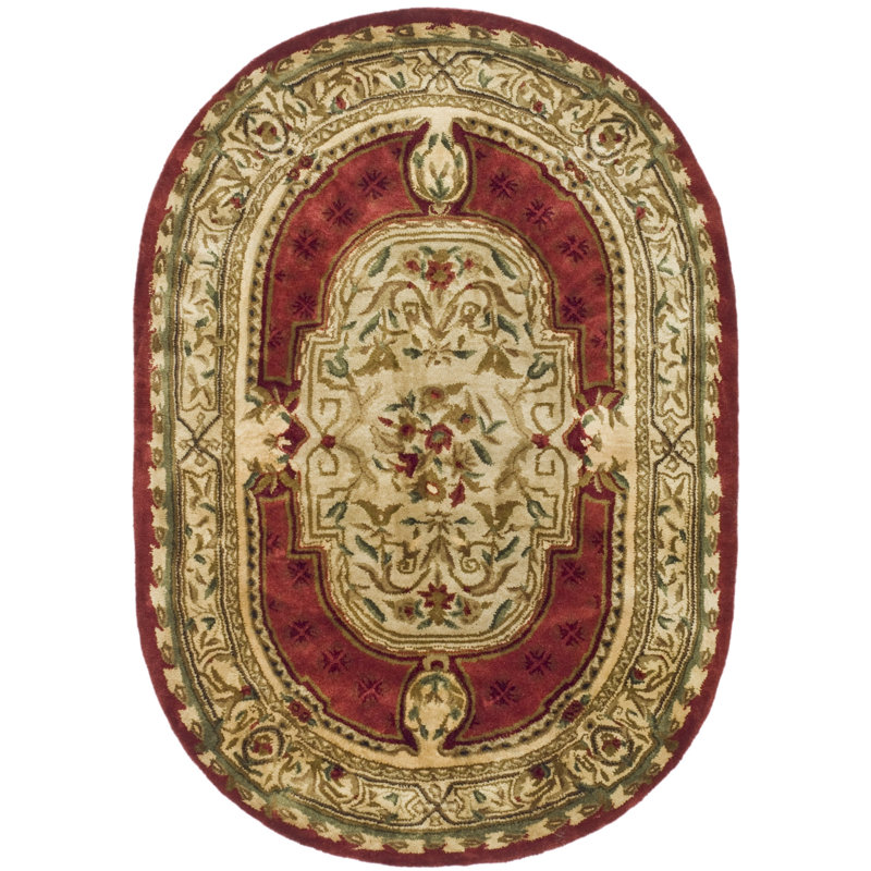 Tapis oriental en laine touffeté à la main Alg, Ovale 7 pi 6 po x 9 pi 6 po