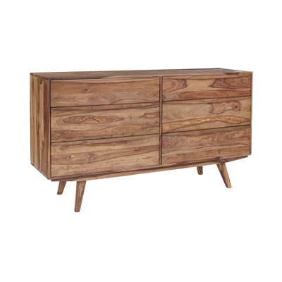 Gwendel 6 Drawer 64" W Solid Wood Double Dresser by Loon Peak