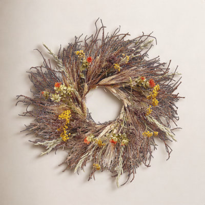 Dried Spring Branch and Safflower Wreath