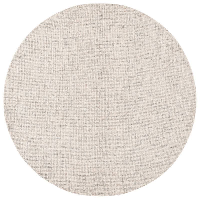 Martha Stewart Hand Tufted Wool Cotton Rug in Light Grey/Ivory, Round 6'