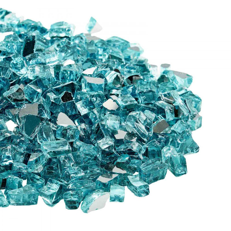 Roches de foyer en verre pour foyer, Bleu aqua, H 3,82 po x l 10,94 po x P 9,09 po