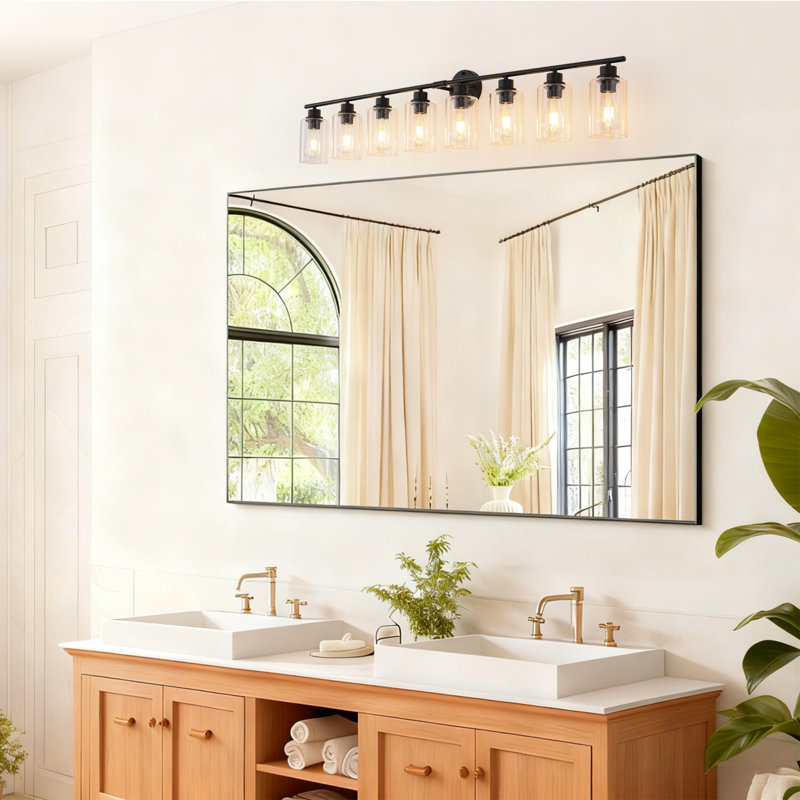 Bathroom Light Fixtures, Black Modern Vanity Lights With Clear Glass Shade, Bathroom Wall Lamp For Mirror Kitchen Living Room Hallway Cabinet Porch