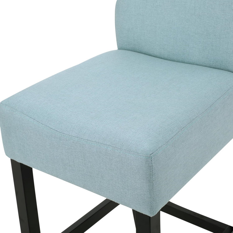  Tabourets de bar 30 po en tissu, ensemble de 2 chaises rembourrées à hauteur de bar avec structure en bois, bleu clair