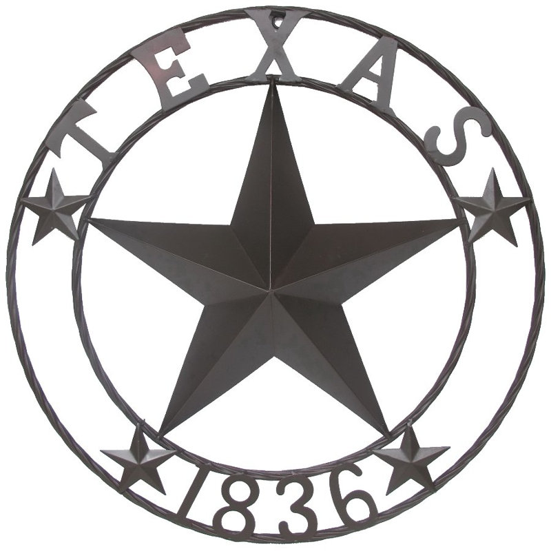 Metal Western Texas Lone Star 1836 Circle Sign Wall Mounted Outdoor Décor