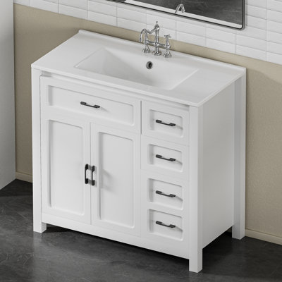 Chrystel 36in Bathroom Vanity with Sink Combo Set, Modern Bathroom Vanity with Soft Closing Cabinet