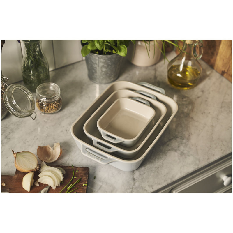 Ensemble de 3 plats de cuisson Staub, Bleu clair, 13,9 po x 8,98 po 