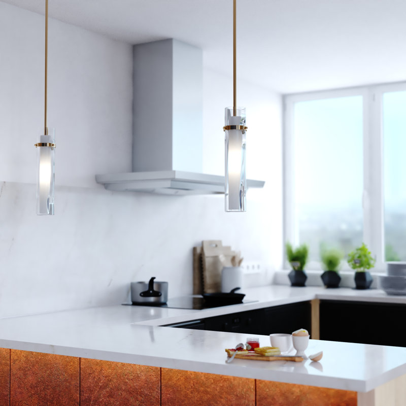 Amada 1 - Light Single Pendant, Golden Brass, 23.5" H x 4.5" W x 4.5" D