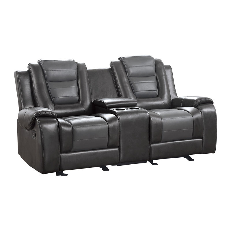 Gurutz 76'' Upholstered Sofa, Gray Faux Leather