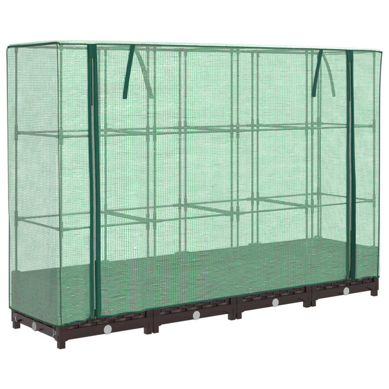  Lit surélevé, polypropylène, polyéthylène, fer, 160 x 40 x 123 cm, Brun
