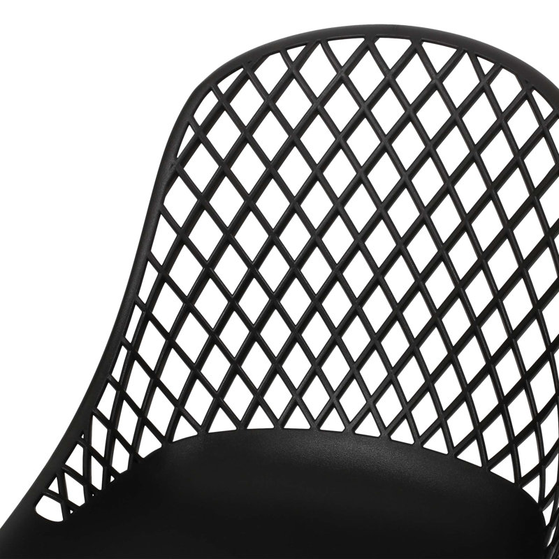 Plastic Outdoor Dining Side Chair, Black