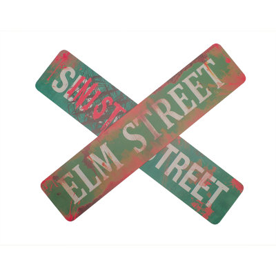 Bloody Elm & Sinister Metal Street Signs Halloween Haunted House Prop Scary 2-pc