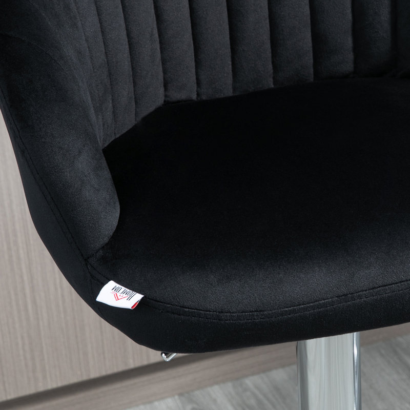 Swivel Upholstered Adjustable Height Counter Stool with Metal Frame, Black/Silver