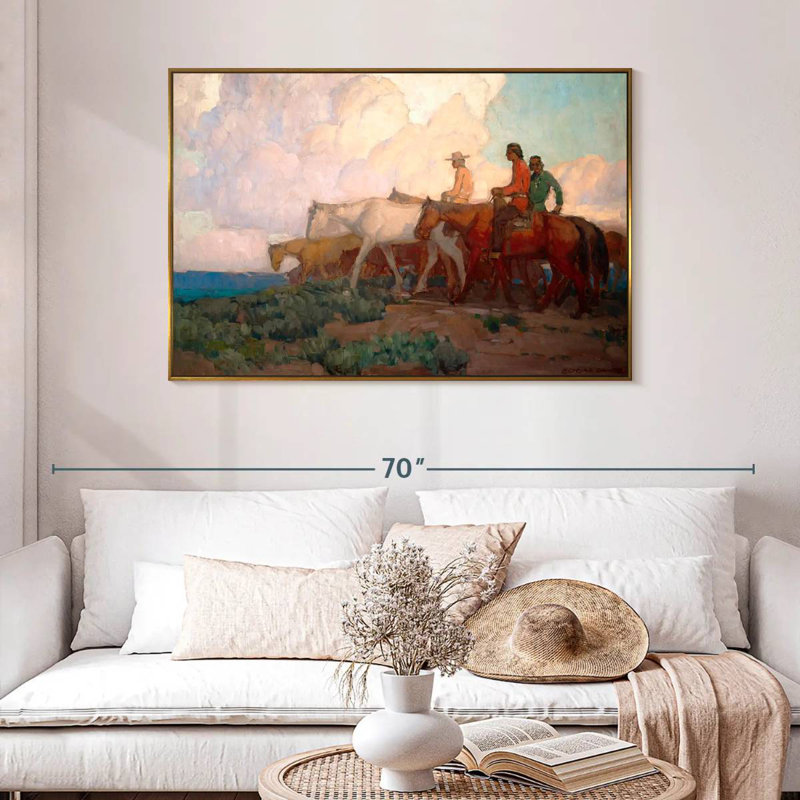 Range Riders de Navajo, 46 po x 31 po, Cadre flottant doré