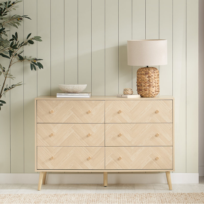 Mardell 120cm W 6 - Drawer Chest of Drawers, Oak