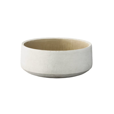 Terre cuite pot rond finition naturelle blanc cassé