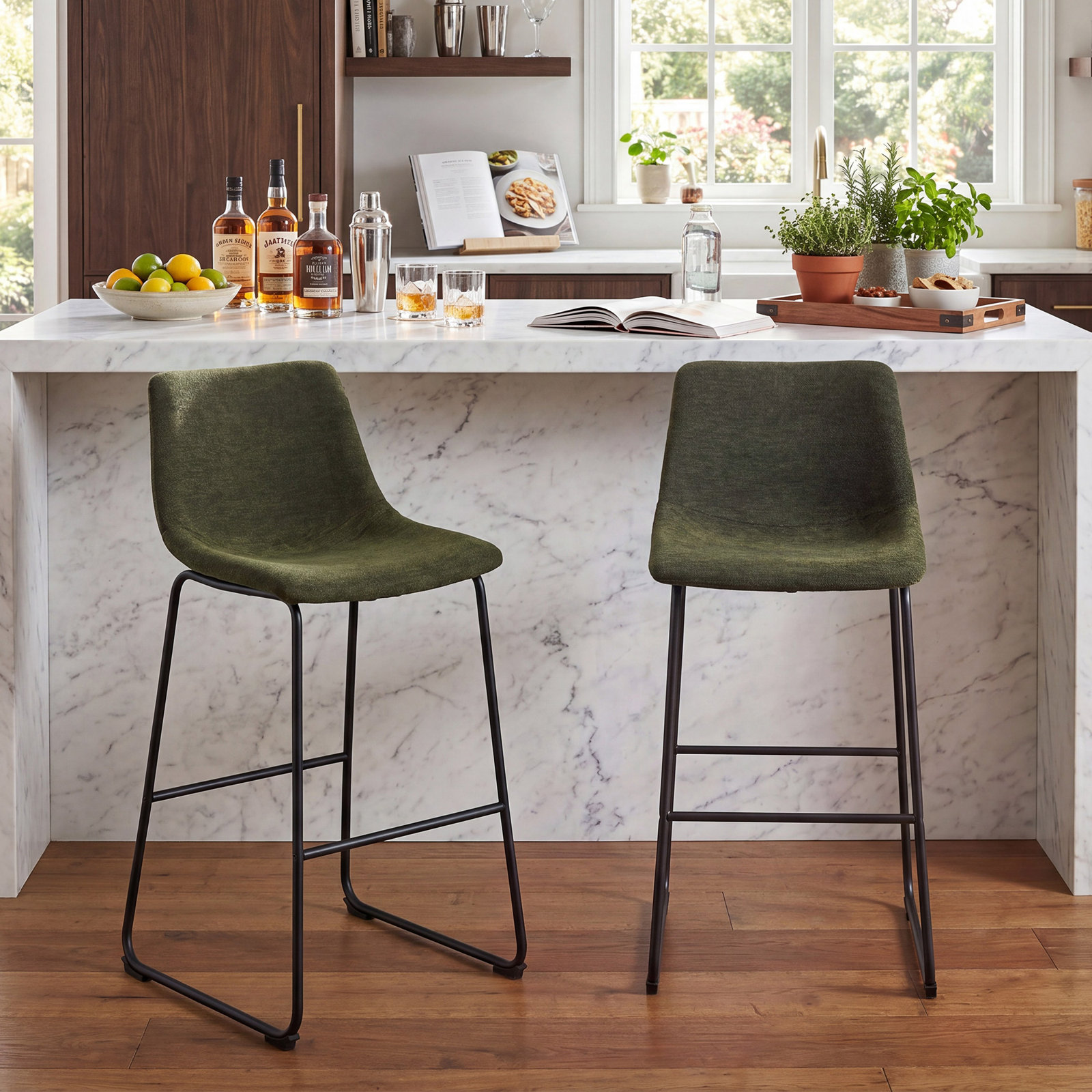 Anke Bar and Counter Stool, Bar Stool (29" Seat Height), Green