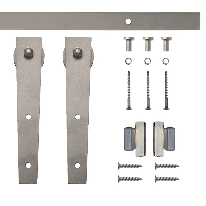 Ensemble de quincaillerie pour porte de grange à un rail Wedge Mini Standard (porte non incluse), Nickel satiné, 48 po