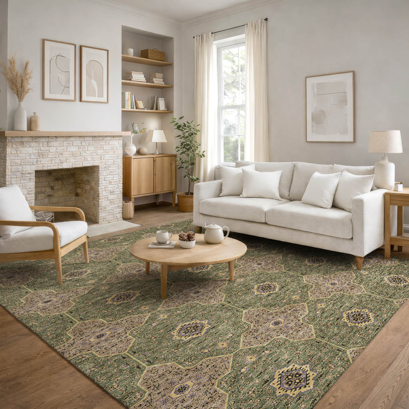 Premium Machine Washable Mayfield AMF2410 Oriental Rug, 3' x 5', Olive