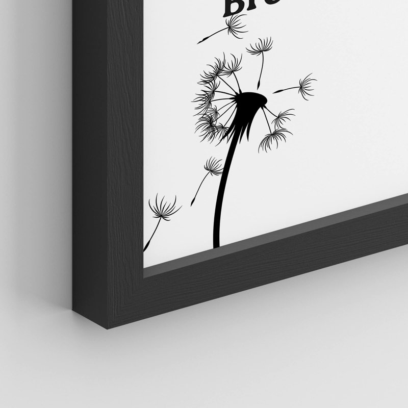 «Breathe Deep Dandelion Text» sur papier, Noir, H 16 po x l 12 po