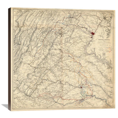" Civil War Map Showing Lieut General U.S. Grant's Campaign And Marches Through Central Virginia, 1865 "