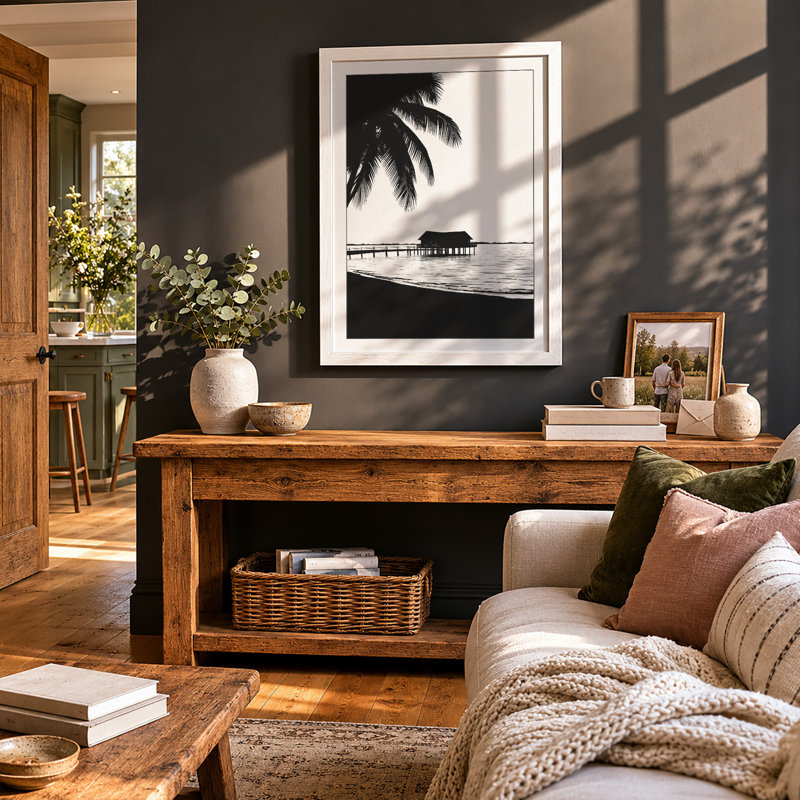 Pier Through Palms Coastal - Print, Unframed, A1 - 84.1 x 59.4 cm