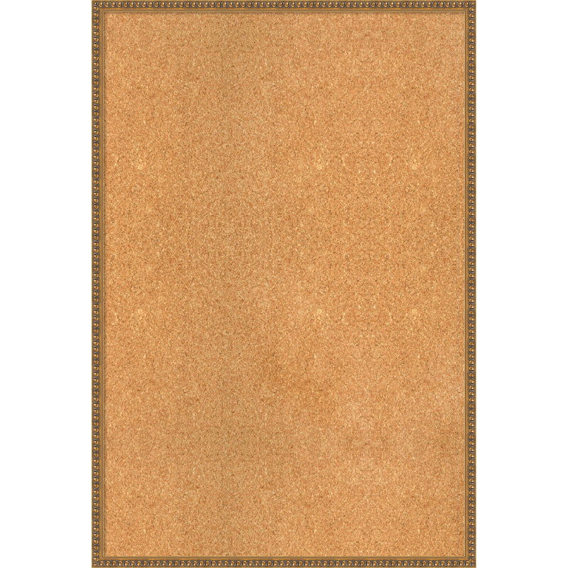 Tableau d'affichage en liège naturel avec cadre doré et perles Bradford, L 25 po x H 37 po, Or Bradford