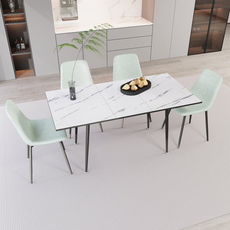 Ensemble de table de salle à manger et de chaises de 47 à 63 po à rallonge moderne en bois aggloméré