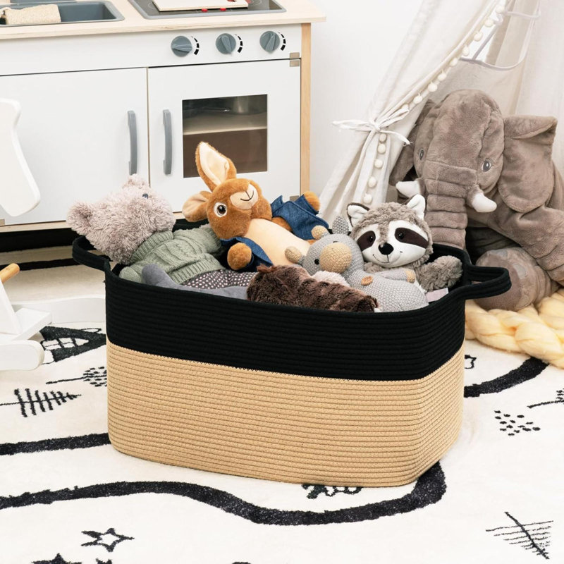 Laundry Basket with Handles, Black/Jute