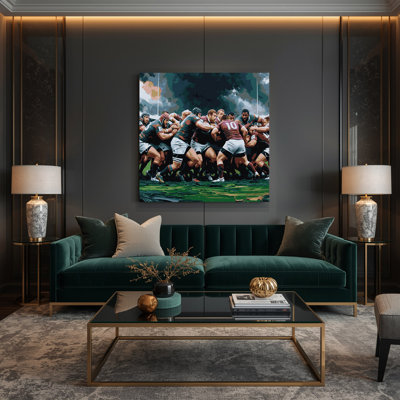 Sports Rugby Black Canvas Wall Art