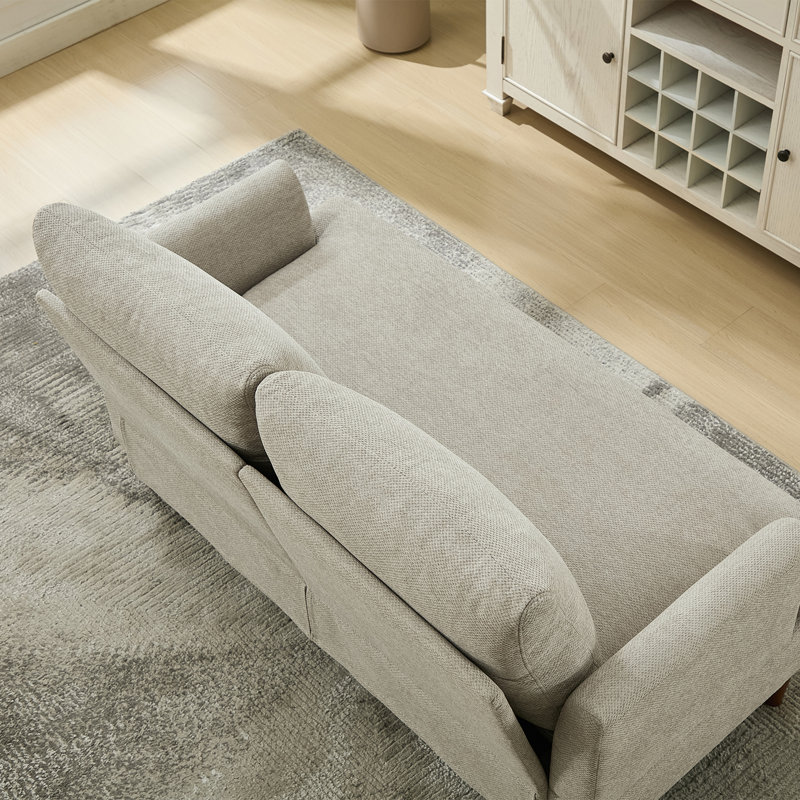 Causeuse pour petit appartement en chenille l 54,7 po, Marron clair