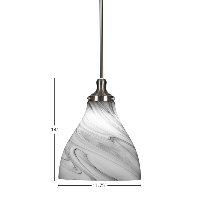 Juno Stem Hung Pendant, Brushed Nickel, 19" H x 16" W x 16" D